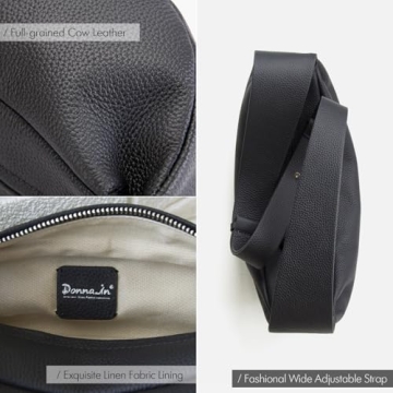 DONNAIN Leather Crescent Hobo Bags for Women Crossbody,Trendy Sling Chest Bag Purse with Adjustable Wide Strap