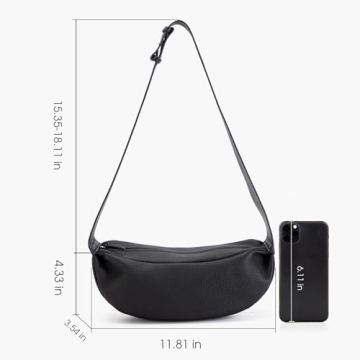 DONNAIN Leather Crescent Hobo Bags for Women Crossbody,Trendy Sling Chest Bag Purse with Adjustable Wide Strap