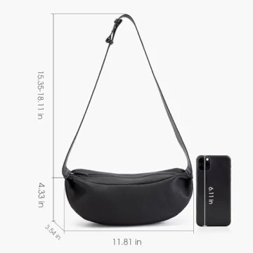DONNAIN Leather Crescent Hobo Bags for Women Crossbody,Trendy Sling Chest Bag Purse with Adjustable Wide Strap