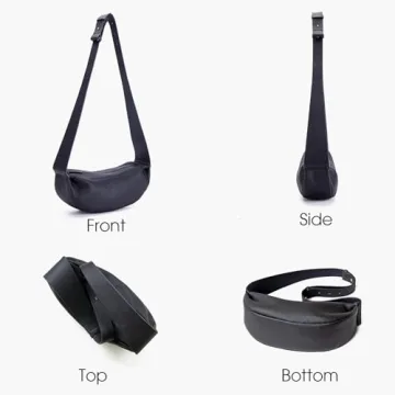 DONNAIN Leather Crescent Hobo Bags for Women Crossbody,Trendy Sling Chest Bag Purse with Adjustable Wide Strap