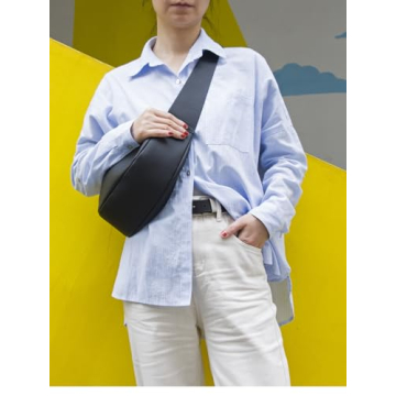 DONNAIN Leather Crescent Hobo Bags for Women Crossbody,Trendy Sling Chest Bag Purse with Adjustable Wide Strap