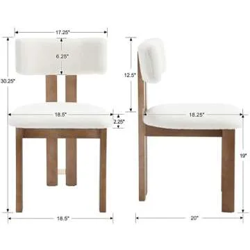 Boucle Dining Chairs Set of 2, Farmhouse Fabric Kitchen Chairs
