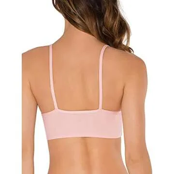 Fruit of the Loom Women's Spaghetti Strap Cotton Pullover Sports Bra, Blushing Rose/White/White/Black 4-Pack, 32