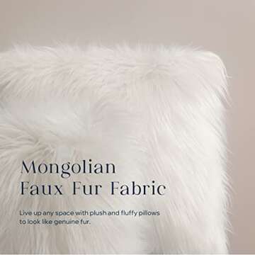 Phantoscope Faux Fur Pillow Cover 20x20 Off-White