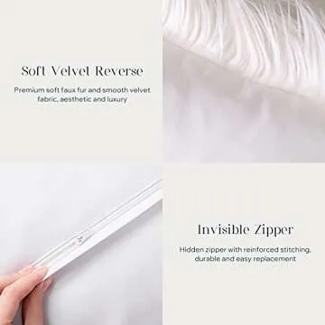 Phantoscope Faux Fur Pillow Cover 20x20 Off-White