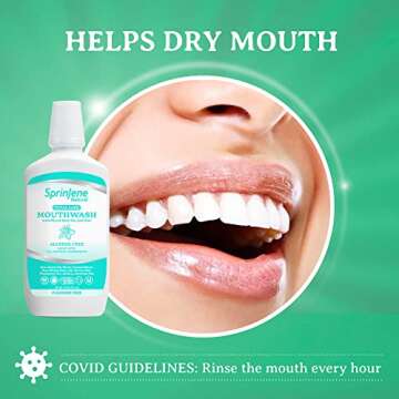 SprinJene Fluoride Free Mouthwash Alcohol Free for Fresh Breath Gum Health Dry Mouth Whitening Teeth w/Black Seed Oil & Zinc - All Natural Vegan Gluten Free Kosher Halal, SLS Free & Toxic Free