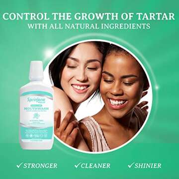 SprinJene Fluoride Free Mouthwash Alcohol Free for Fresh Breath Gum Health Dry Mouth Whitening Teeth w/Black Seed Oil & Zinc - All Natural Vegan Gluten Free Kosher Halal, SLS Free & Toxic Free