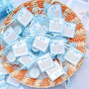 50pcs Blue Tea Light Candles Set for Baby Shower & Gender Reveal