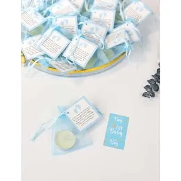50pcs Blue Tea Light Candles for Baby Showers & Reveals