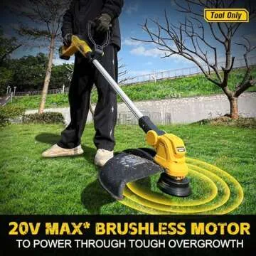 15" Cordless Weed Wacker & Edger for 20V Battery, 4.0Ah Battery Powered Weed Eater, Brushless Motor, Fast Charger, Electric String Trimmer, Extendable Pole (Battery Included)