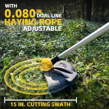 15" Cordless Weed Wacker & Edger for 20V Battery, 4.0Ah Battery Powered Weed Eater, Brushless Motor, Fast Charger, Electric String Trimmer, Extendable Pole (Battery Included)