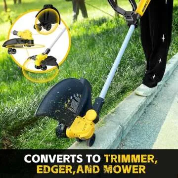 15" Cordless Weed Wacker & Edger for 20V Battery, 4.0Ah Battery Powered Weed Eater, Brushless Motor, Fast Charger, Electric String Trimmer, Extendable Pole (Battery Included)