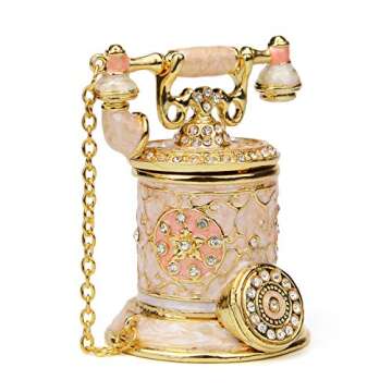 Furuida Vintage Telephone Trinket Box Hinged Enamel Hand Painted Jewelry Box Decorative Telephone Or...