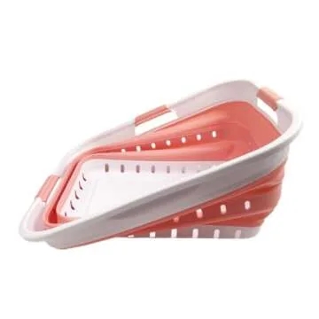 SAMMART 42L (11 gallon) Collapsible Plastic Laundry Basket - Foldable Pop Up Storage Container/Organizer - Space Saving Hamper/Basket (1, White/Quartz Pink)