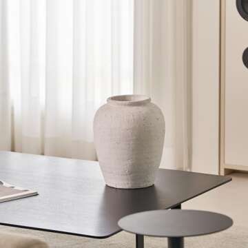 Elegant 12.4" Large White Ceramic Vase for Home Decor