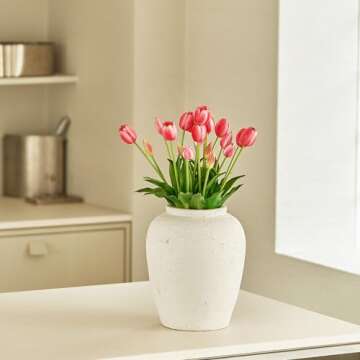 Elegant 12.4" Large White Ceramic Vase for Home Decor