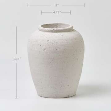 Elegant 12.4" Large White Ceramic Vase for Home Decor