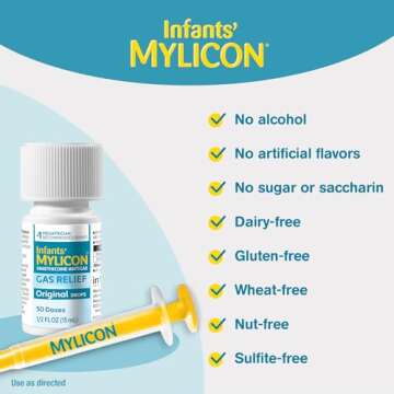 Mylicon Gas Relief Drops for Infants and Babies, Original Formula, 0.5 Fluid Ounce