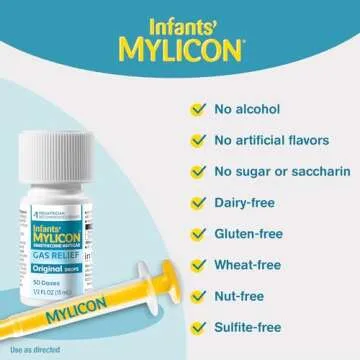 Mylicon Gas Relief Drops for Infants and Babies, Original Formula, 0.5 Fluid Ounce