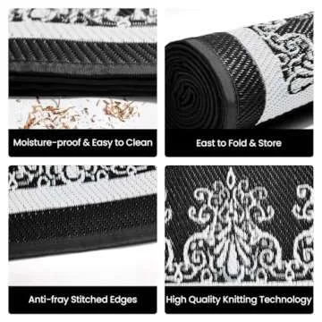 ROMROL Outdoor Rug 6x9 ft Waterproof Reversible Rug