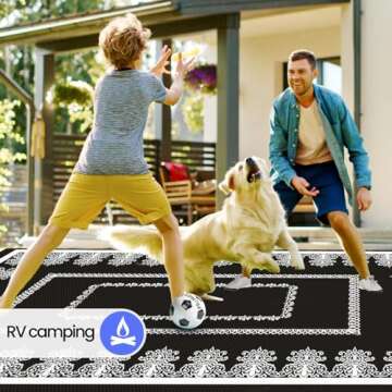 ROMROL Outdoor Rug 6x9 ft Large Waterproof Area Rug for Patio, Foldable Reversible Plastic Straw Camping Rug, Large Carpet Area Rugs Mat for RV, Porch, Deck, Camper, Balcony, Backyard, Picnic, Beach