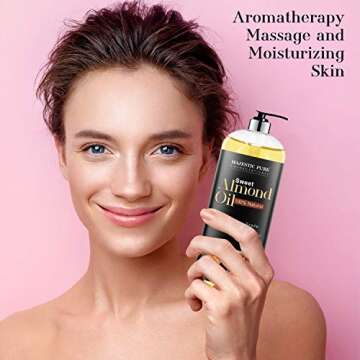 MAJESTIC PURE Sweet Almond Oil, Triple A Grade Quality, Pure and Natural from Spain, Cold Pressed, (Packaging May Vary) - 16 fl. Oz