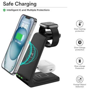 3-in-1 Wireless Charger for Apple Devices, Fast Charging Stand