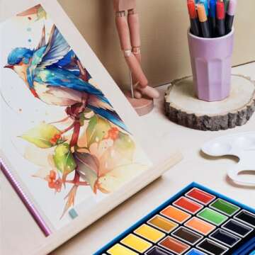 24-Color Watercolor Paint Set - Professional Quality Watercolor Pigment with Full Pans, Ideal for Artists, Illustrators, and Crafters, Vivid Colors for Painting Projects