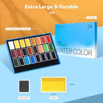 24-Color Watercolor Paint Set - Professional Quality Watercolor Pigment with Full Pans, Ideal for Artists, Illustrators, and Crafters, Vivid Colors for Painting Projects