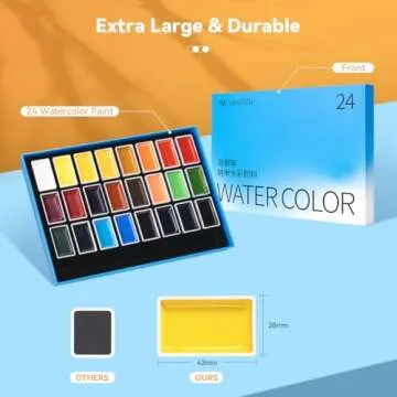 24-Color Watercolor Paint Set - Professional Quality Watercolor Pigment with Full Pans, Ideal for Artists, Illustrators, and Crafters, Vivid Colors for Painting Projects