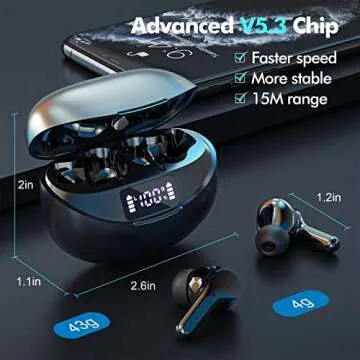 Bcaikair Wireless Earbuds 50H Playback & IPX7 Waterproof