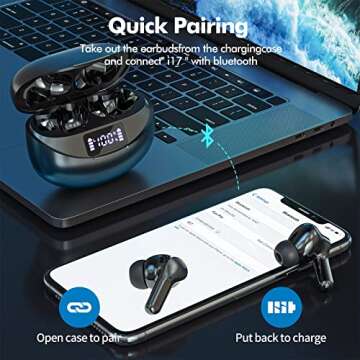 Bcaikair Wireless Earbuds 50H Playback & IPX7 Waterproof