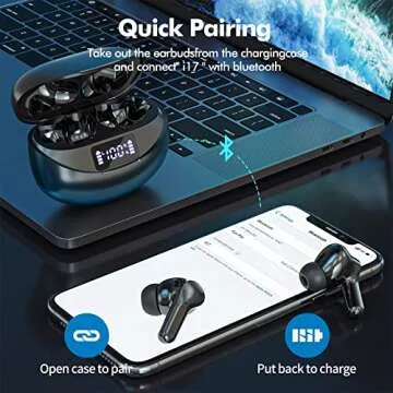 Bcaikair Wireless Earbuds 50H Playback & IPX7 Waterproof