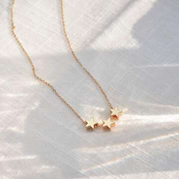 MEVECCO Lucky Star Pendant Necklaces,18k Gold Plated Three Stars Handmade Dainty Cute Chain Pendants Necklaces Jewelry Gift for Women
