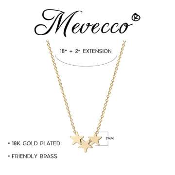 MEVECCO Lucky Star Pendant Necklaces,18k Gold Plated Three Stars Handmade Dainty Cute Chain Pendants Necklaces Jewelry Gift for Women