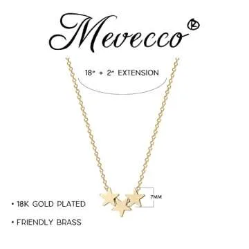 MEVECCO Lucky Star Pendant Necklaces,18k Gold Plated Three Stars Handmade Dainty Cute Chain Pendants Necklaces Jewelry Gift for Women