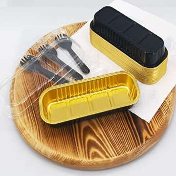 LNYZQUS Aluminum Foil Mini Loaf Pans With Lids 50 Pack, 6.8oz Rectangle Baking Cups Muffin Tins,Disp...