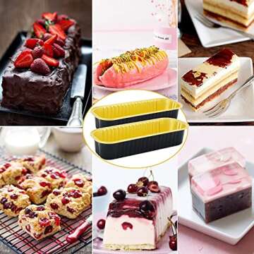 LNYZQUS Aluminum Foil Mini Loaf Pans With Lids 50 Pack, 6.8oz Rectangle Baking Cups Muffin Tins,Disposable Baking Tins Mini Baking Pans Holders For Mini Cake Bread -Black In Gold