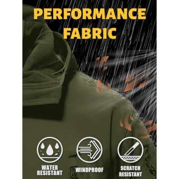 TACVASEN Men Winter Waterproof Snowboard Softshell Parka Jacket Tactical Hoodie Rain Jackets Fleece ...