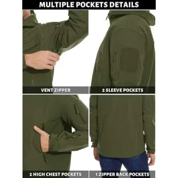 TACVASEN Men's Waterproof Fleece Lined Softshell Jacket