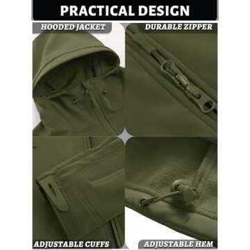 TACVASEN Men's Waterproof Fleece Lined Softshell Jacket