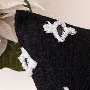 MIULEE Set of 2 Decorative Throw Pillow Covers Rhombic Jacquard Pillowcase Soft Square Cushion Case for Summer Couch Sofa Bed Bedroom Car Living Room, 18x18 Inch, Black