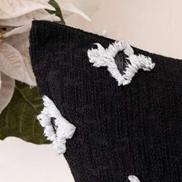 MIULEE Set of 2 Decorative Throw Pillow Covers Rhombic Jacquard Pillowcase Soft Square Cushion Case for Summer Couch Sofa Bed Bedroom Car Living Room, 18x18 Inch, Black