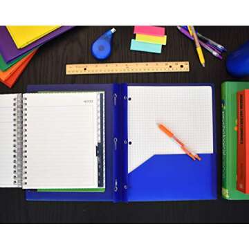 Smead Poly Two-Pocket Folder, Three-Hole Punch Prong Fasteners, Letter Size, Assorted Colors, 3 per Pack (87738)