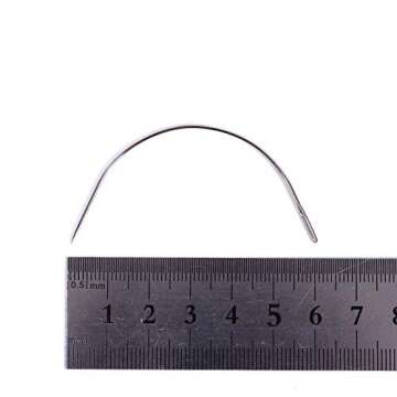 Black Weaving Thread High Strength Polyster Thread Size 210 D with 12 pcs of 9cm-C Type Needles/Curved hair Needles for Sew