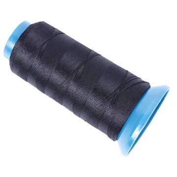 Black Weaving Thread High Strength Polyster Thread Size 210 D with 12 pcs of 9cm-C Type Needles/Curved hair Needles for Sew