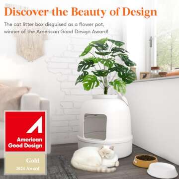 Lifewit Litter Box Cat with Faux Plant & Scoop, Hidden Enclosure Litter Tray with Odor Control & Car...