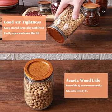 Acacia Wooden Mason Jar Lids - Airtight Storage Solution