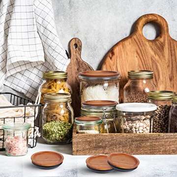 Acacia Wooden Mason Jar Lids - Airtight Storage Solution