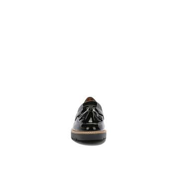 Franco Sarto Womens Carolynn Lug Sole Loafer with Tassel Detail, Black, 8 M